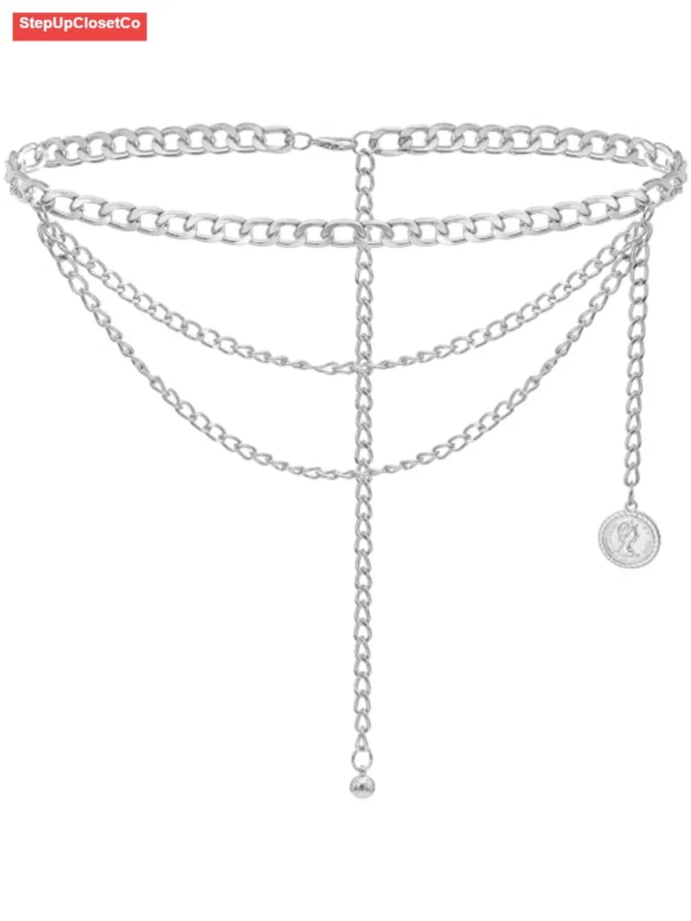 Multilayer Waist Chain Metal Chain Belt for Women - Adjustable Hip Belly Chain